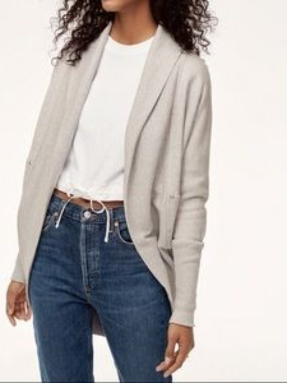 Wilfred Aritzia Diderot Cocoon Open Cardigan Sweater Size Med Grey